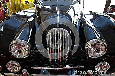 Shiny black vintage sport car Stock Photo