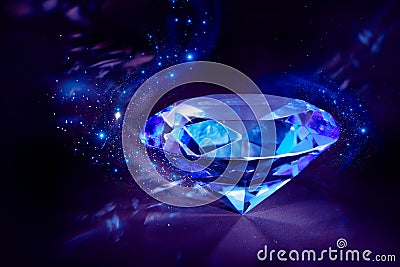 Shiny blue Diamond on a black background Stock Photo