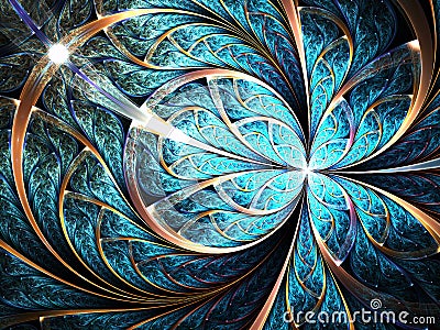 Shiny blue fractal flower or butterfly Stock Photo