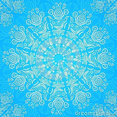 Shiny Blue Lacy Decoration Card Vector Illustration