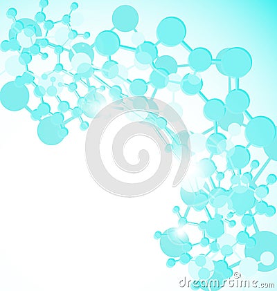 Shiny blue scientific background with molecules Vector Illustration