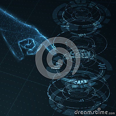 Shiny blue technology UI vector background Vector Illustration