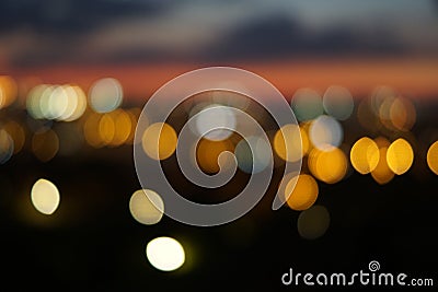 Urban lights abstract background or pattern. Blurred circles. Stock Photo