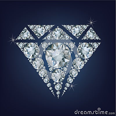 Shiny bright diamond symbol made a lot of diamonds Vector Illustration