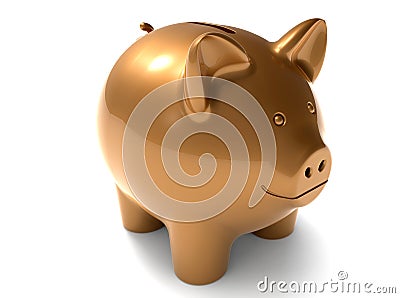 Shiny brown piggy bank Cartoon Illustration