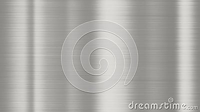 Shiny brushed metal background texture. Polished metallic steel plate sheet metal glossy shiny silver Stock Photo