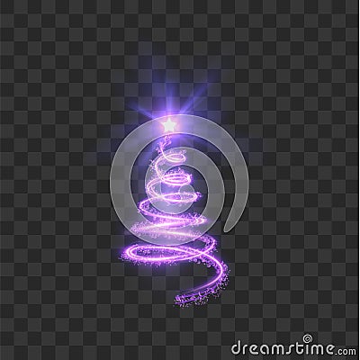 Shiny christmas tree with shining star on top vector background Vector Illustration