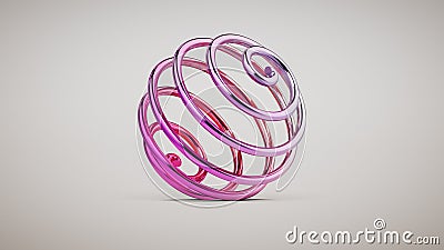 Shiny chrome spiral sphere Cartoon Illustration