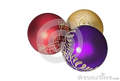 Shiny colored Christmas balls on white background Stock Photo