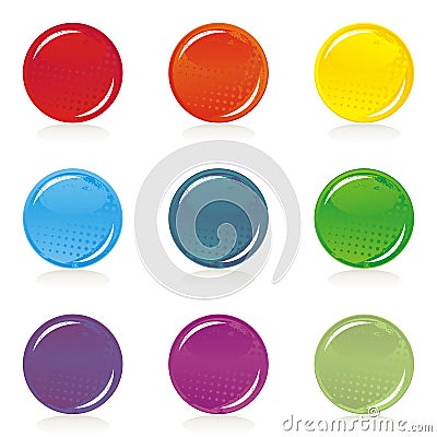 Shiny colorful blank button set Stock Photo