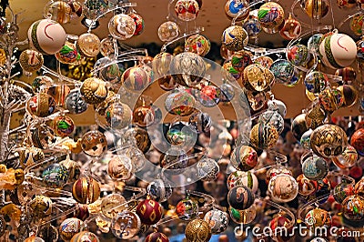 Shiny colorful Christmas decorations holiday Stock Photo