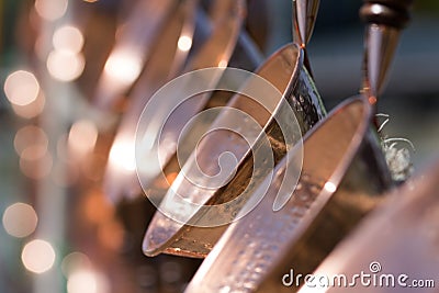 Shiny copper handmade pots Stock Photo