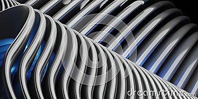 Shiny curves parallel lines rows futuristic wave pattern abstract smooth wave lines background 3d illustration Stock Photo