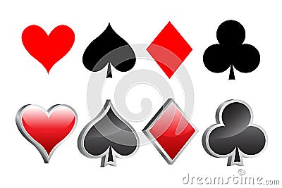 Shiny 3D playing card suite vector illustration Vector Illustration