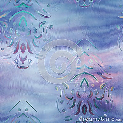 Shiny damask pattern on wavy satin like material Cartoon Illustration