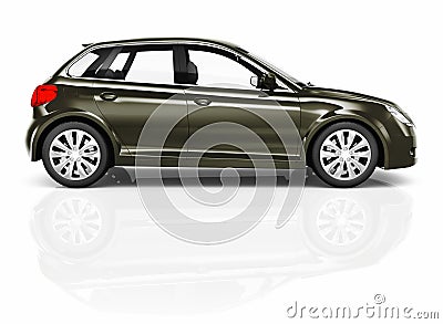 Shiny Dark Green Compact Car Studio Shot Stock Photo