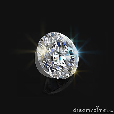 Shiny diamond on black background.background design 3D-image rendering Stock Photo