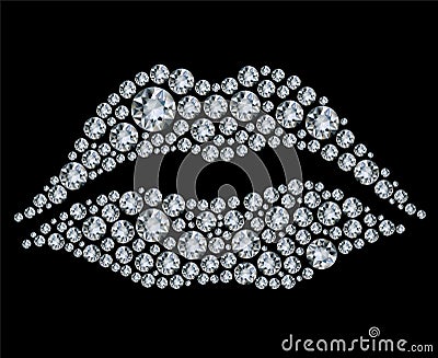 Shiny diamond heart on black background Vector Illustration