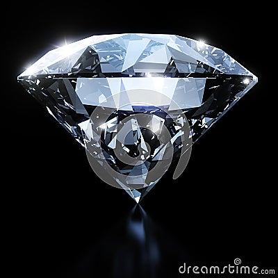 Shiny diamond isolated on black background Stock Photo