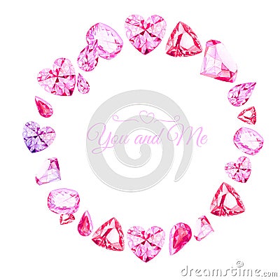 Shiny diamonds watercolor round vector design frame Vector Illustration