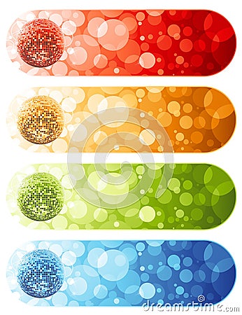 Shiny disco balls. Banners. Vector Illustration