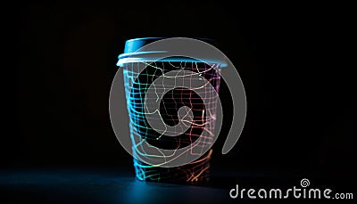 Shiny disposable cup reflects bright colors in abstract studio shot generated by AI Stock Photo