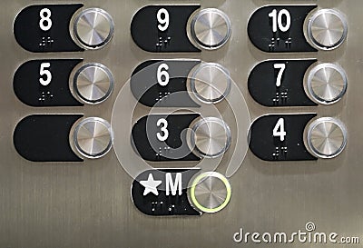 Shiny elevator buttons Stock Photo