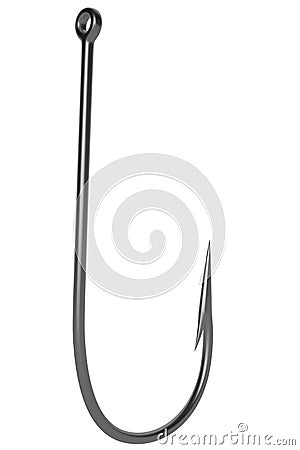 Shiny Fishing Hook isolated on white background. 3D illustration Cartoon Illustration