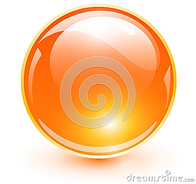 Shiny glass ball, orange trasparent sphere Vector Illustration