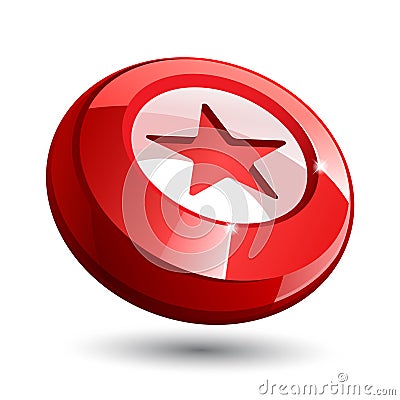 Shiny gloss red Map pointer icon. Vector Illustration