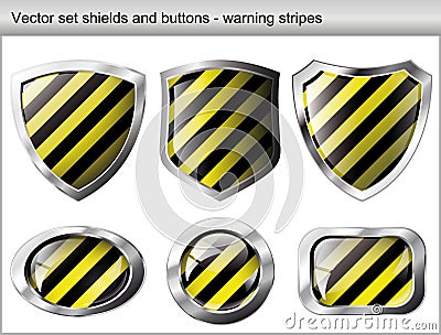 Shiny and glossy shield and button Vector Illustration