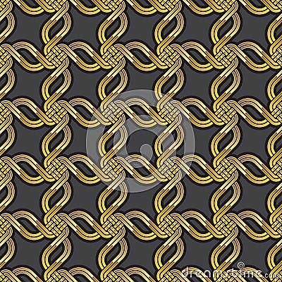 Shiny gold Celtic seamless pattern Vector Illustration