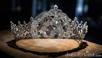 Shiny gold diadem illuminates majestic crown of royal princess generated by AI Stock Photo