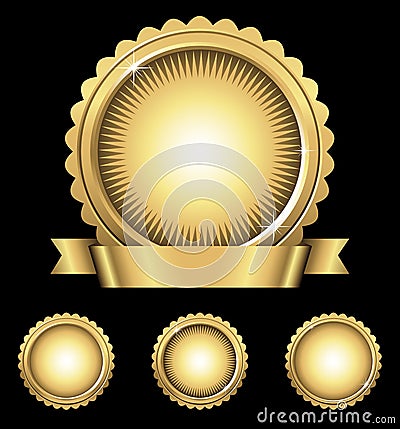 Shiny Gold Emblem & Seals Vector Illustration