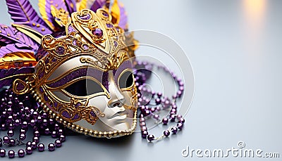 Shiny gold mask, costume, elegance, tradition, celebration generated by AI Stock Photo