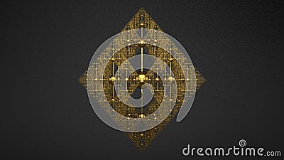 Shiny Gold Metal Kinetic Sculpture of Mathematical Fractal Rotates - Abstract Background Texture Stock Photo