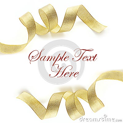 Shiny gold satin ribbon on white background Stock Photo