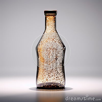 Shiny Gold Speckled Bottle With Bumpy Texture On Solid White Background Stock Photo