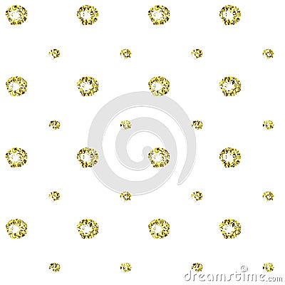 Shiny golden abstract texture. Tile dottetd backdrop. Warping paper with golden circles and dots on white. Vector Illustration