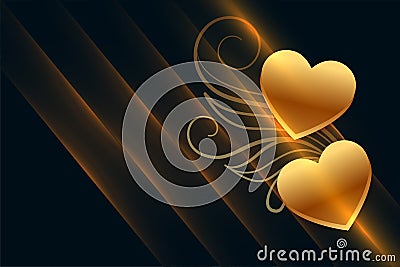 Shiny golden beautiful love heart background design Vector Illustration