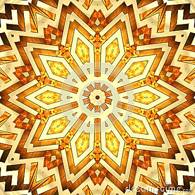 Shiny golden kaleidoscope star Stock Photo