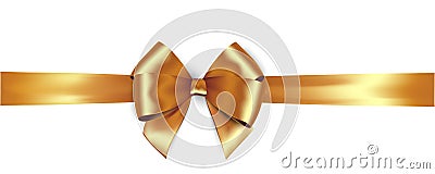 Shiny golden satin ribbon and gold bow Vector Illustration