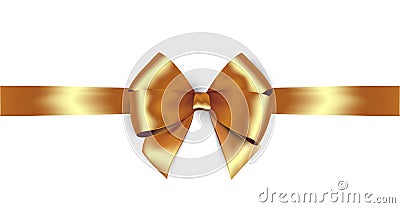 Shiny golden satin ribbon. Vector isolate gold bow Vector Illustration