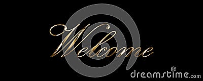 Shiny golden welcome text Stock Photo
