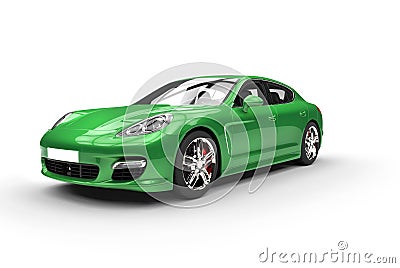 Shiny Green Fast Car Stock Photo