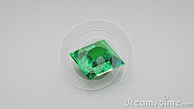Shiny green gemstone closeup 3D render Stock Photo