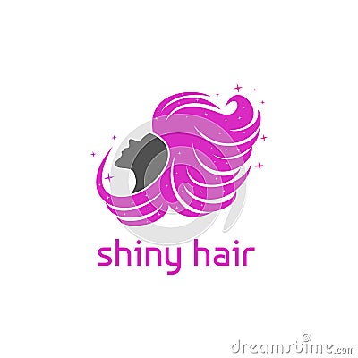 Shiny hair girl logo vector Stock Photo