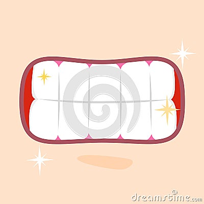 Shiny Healthy Teeth Close Up Vector Illustration