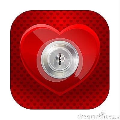 Shiny heart with a keyhole Vector Illustration