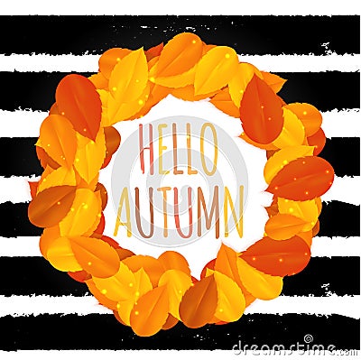 Shiny Hello Autumn Natural Leaves Background. Vector Illustration Vector Illustration